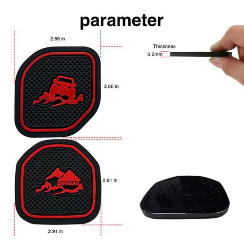 Non-Slip Car Cup Coaster Slot Pad For Jeep Wrangler Jl Jlu 2020-2022 Year Anti-Slip Mat Pocket Mat Interior Cup Holder Pad