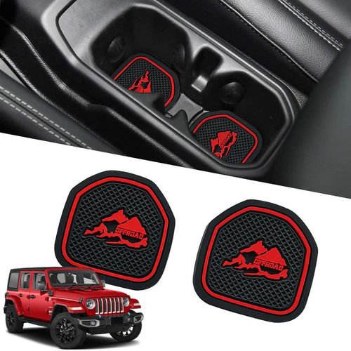 Non-Slip Car Cup Coaster Slot Pad For Jeep Wrangler Jl Jlu 2020-2022 Year Anti-Slip Mat Pocket Mat Interior Cup Holder Pad