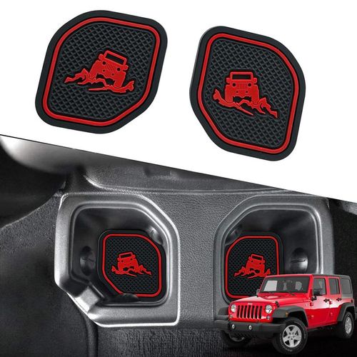 Non-Slip Car Cup Coaster Slot Pad For Jeep Wrangler Jl Jlu 2020-2022 Year Anti-Slip Mat Pocket Mat Interior Cup Holder Pad