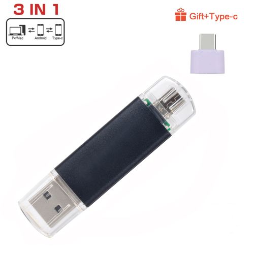 3 In1 OTG  USB Flash Drive - Balck  128GB