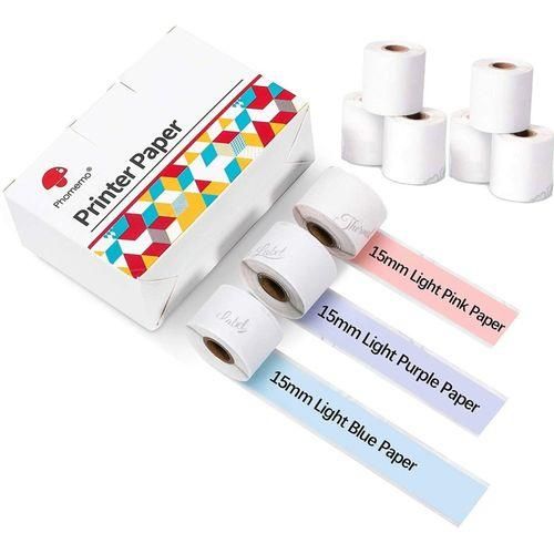9rolls Pack 15mm Selfadhesive Thermal Paper PurpleLight BlueLight Pink Bottom