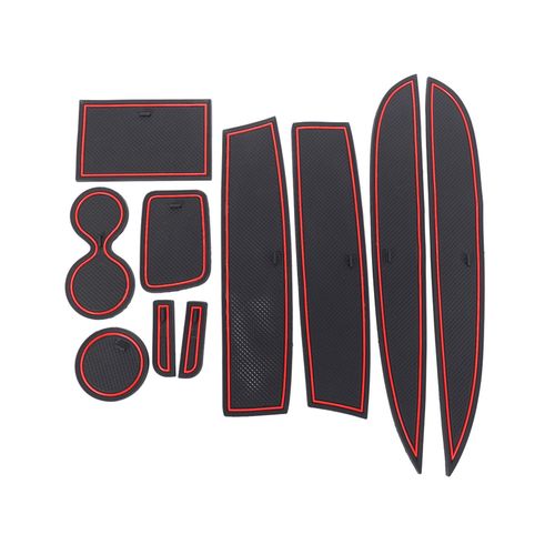 10pcs Car Styling Red Door Groove Mat For Renault Clio 4 Interior Decoration Anti-Slip Gate Slot Cup Pad