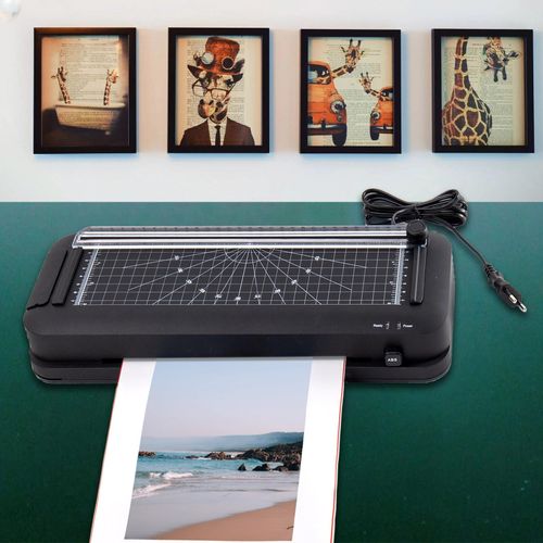 Thermal Laminator Desktop A4 Laminator Machine with Laminating Punching Paper Cutting Function Automatic Laminator Paper Trimmer for Home School Office 300mm/min NO5138