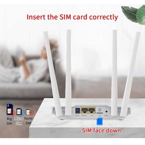 WiFi6 Smart Router CPE CAT4 4G LTE Open to All Networks Supports Lycamobile, MTN, Airtel 32 Users VPN Passthrough