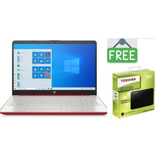 Hp 15.6" HD Intel Pentium Gold 2.4GHz, 128GB SSD, 8GB RAM Win10 (Free Hard Drive) -Red