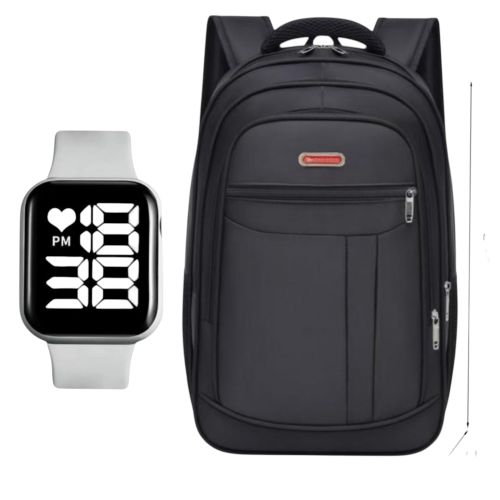 Fashion And Style Heavy Duty Travel Bag With Side Pockates And Free Watch- Black