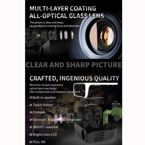 T500 1920x1080 3000LM Mini LED Projector,  Android Version
