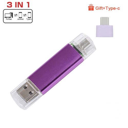 3 In1 OTG  USB Flash Drive - Voilet  128GB