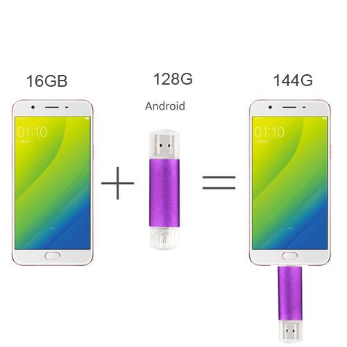 3 In1 OTG  USB Flash Drive - Voilet  128GB