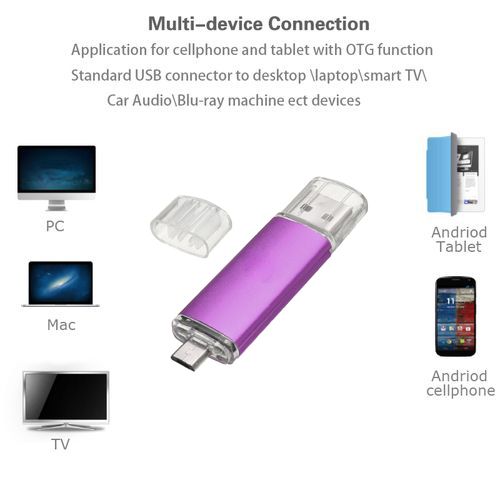 3 In1 OTG  USB Flash Drive - Voilet  128GB
