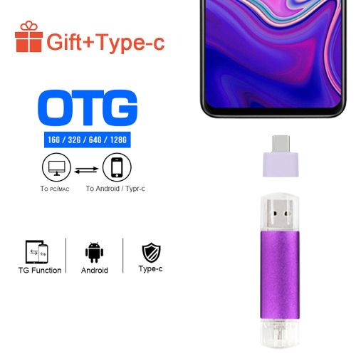 3 In1 OTG  USB Flash Drive - Voilet  128GB