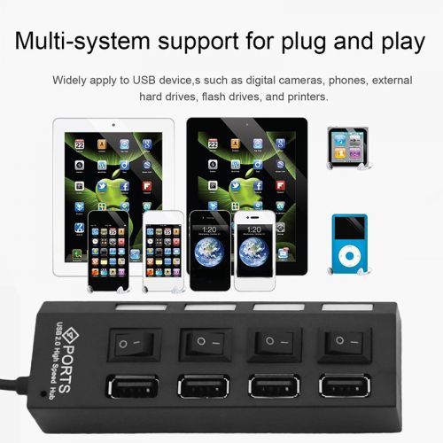 USB 2.0 HUB 4 Port Hi-Speed USB HUB - Black