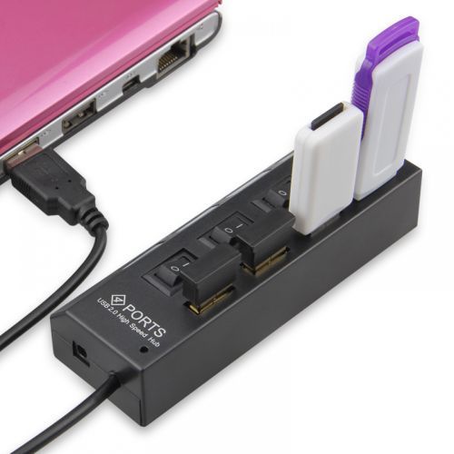 USB 2.0 HUB 4 Port Hi-Speed USB HUB - Black