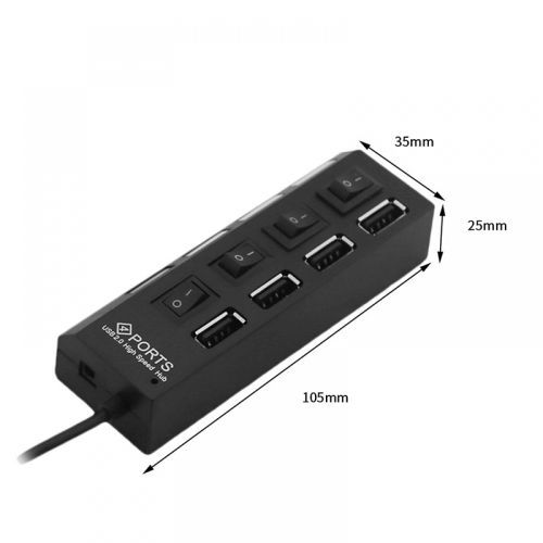 USB 2.0 HUB 4 Port Hi-Speed USB HUB - Black
