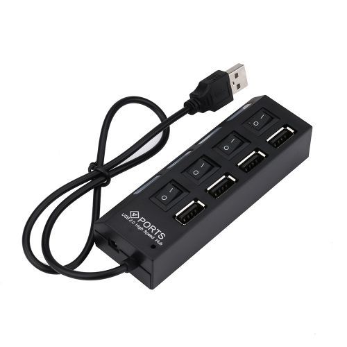 USB 2.0 HUB 4 Port Hi-Speed USB HUB - Black