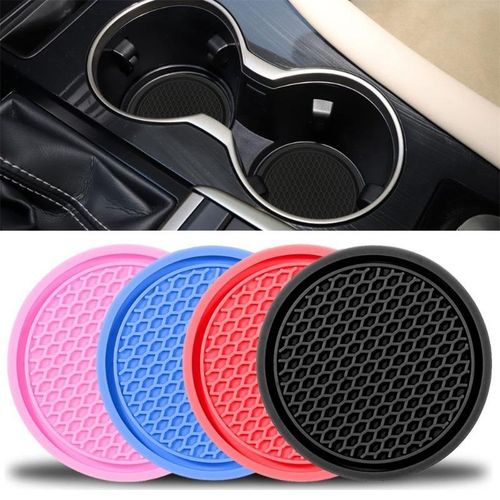 1pc Car Cup Coaster Non-Slip Cup Holder Mat Water Cup Slot Embedded In Ornaments Coaster Silicone Pads Auto Interior Accessories