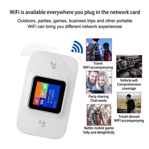 Portable and Rechargeable Mifi- 4G/5G- unlocked to All Sim Cards- White