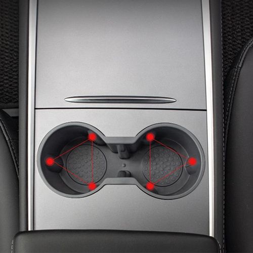 New Tpe Water Cup Holder Accessories Water Proof Console Cup Holder Insert Double Hole Holder For Tesla Model 3 Model Y 2021