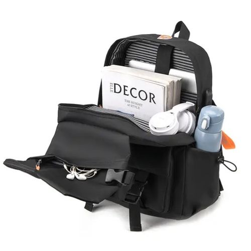 Heavy Duty Designer Bag With Free Watch- Black (Design May Vary)