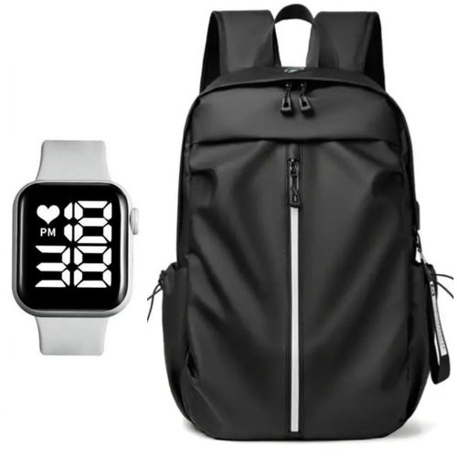 Waterproof  Heavy-duty Laptop Bag And Free Watch Design Of Bag May Differ - Black