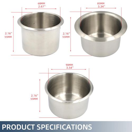Stainless Steel Cup Drink Holder 68/85/90mm Portable Durable Cup For Marine Boat Rv Camper Table