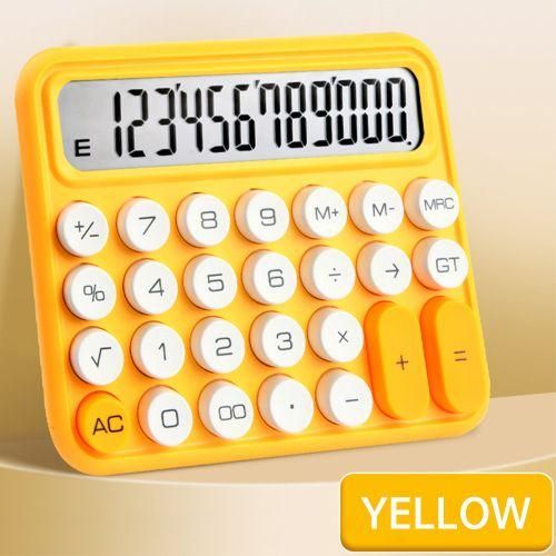 Cute Calculator 12 Digit Large LCD Display Mechanical Round