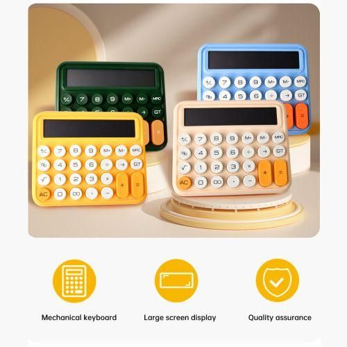 Cute Calculator 12 Digit Large LCD Display Mechanical Round