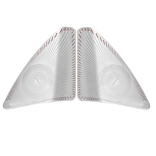 Car Front Triple-Cornered Window Horn Cover Door Speaker Cover For Mercedes-Benz C-Class W205 2015-2020 Matte Silver