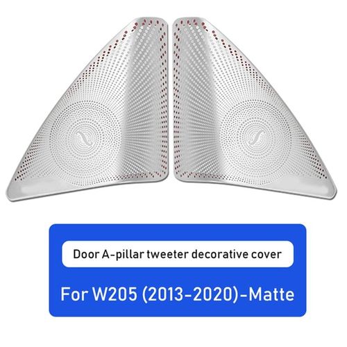 Car Front Triple-Cornered Window Horn Cover Door Speaker Cover For Mercedes-Benz C-Class W205 2015-2020 Matte Silver