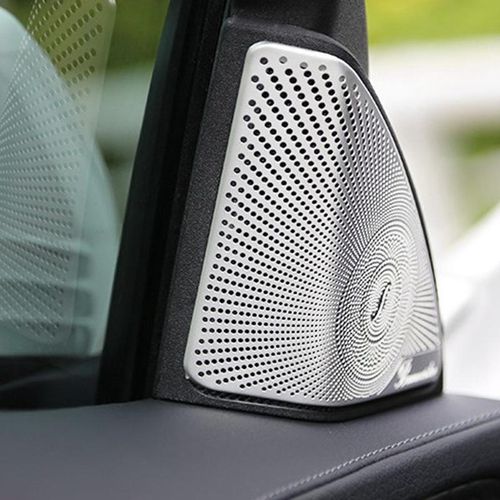Car Front Triple-Cornered Window Horn Cover Door Speaker Cover For Mercedes-Benz C-Class W205 2015-2020 Matte Silver