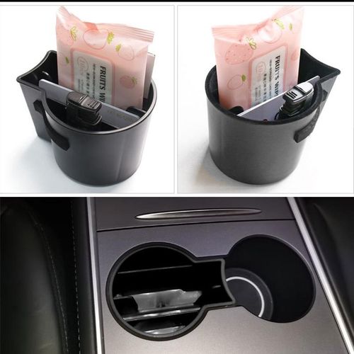 Jiuwan 1pc For Tesla Model 3 Y Car Center Console Water Cup Holder Storage Organizer Coin Box Card Slot Car Storage Accessories