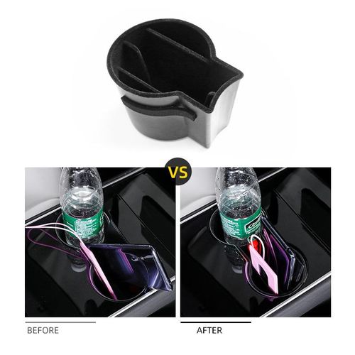 Jiuwan 1pc For Tesla Model 3 Y Car Center Console Water Cup Holder Storage Organizer Coin Box Card Slot Car Storage Accessories