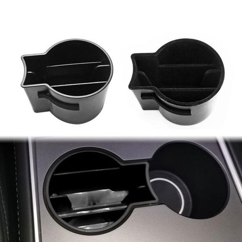 Jiuwan 1pc For Tesla Model 3 Y Car Center Console Water Cup Holder Storage Organizer Coin Box Card Slot Car Storage Accessories