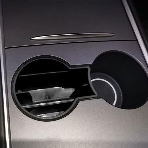 Jiuwan 1pc For Tesla Model 3 Y Car Center Console Water Cup Holder Storage Organizer Coin Box Card Slot Car Storage Accessories