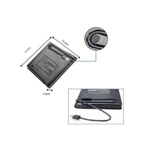 CD/DVD RW Superdrive USB 3.0 Portable Slim Rewriter Burner - Black