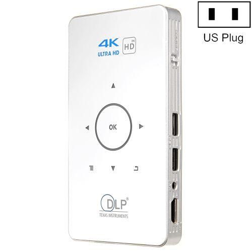 C6 2G16G Android Smart DLP HD Projector Mini Wireless Projector: US Plug White