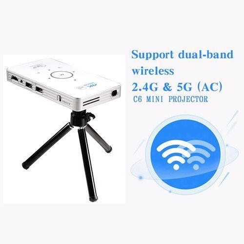C6 2G16G Android Smart DLP HD Projector Mini Wireless Projector: US Plug White