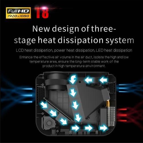 T8 1920x1080 Portable Home Theater Office Full HD Mini LED Projector With Remote Control, MultiMedia Version