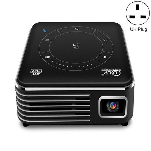 P11 4K HD DLP Mini 3D Projector 4G  32G Smart Micro Convenient Projector, Style:UK PlugBlack