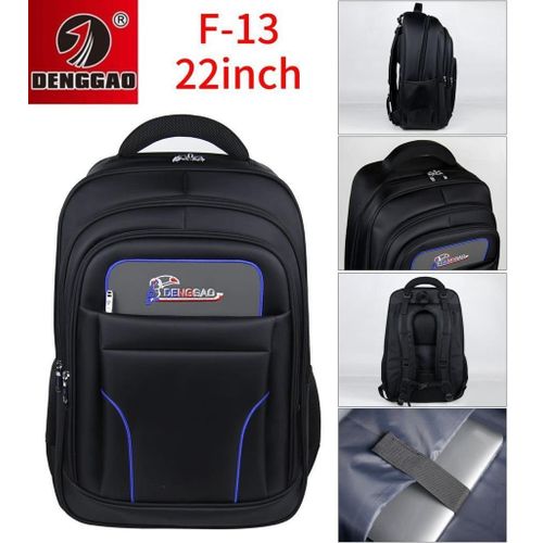Deng Gao Anti-thfety Backpack Laptop Bag It Has Multiple Colours Water Proof Material Durable And Strong Material It Has Multiple Colours Extremely Durable 20 inch It's Black In Colour It's For Traveling
