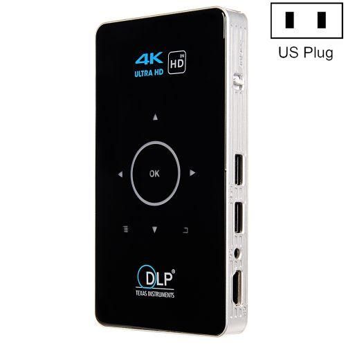 C6 2G16G Android Smart DLP HD Projector Mini Wireless Projector: US Plug Black