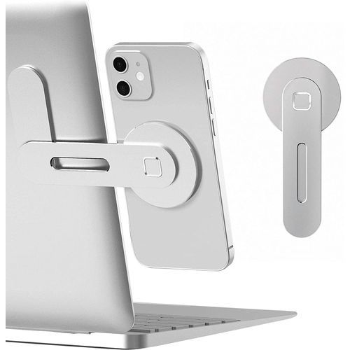 Magnetic Phone Holder for Laptop, Adjustable Phone Monitor - Silver