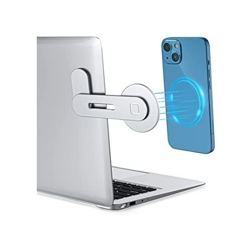 Magnetic Phone Holder for Laptop, Adjustable Phone Monitor - Silver