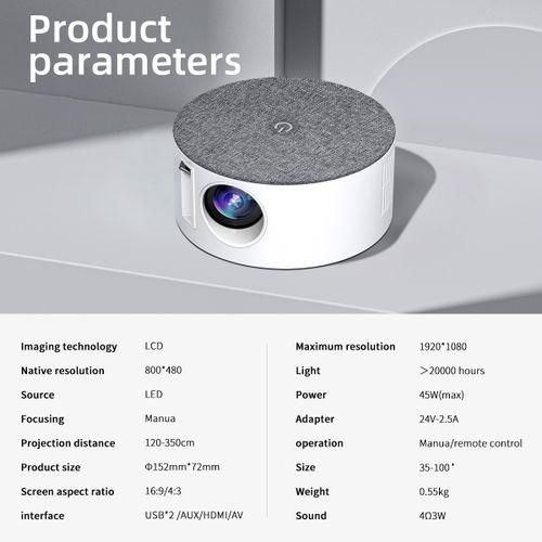T2 800x480 1000 Lumens LED HD Mini Projector, Specification:UK Plug