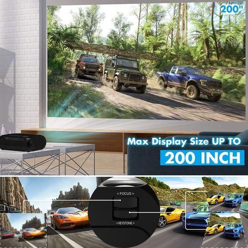 T7 1920x1080P 200 ANSI Portable Home Theater LED HD Digital Projector, Basic Version, EU PlugBlack