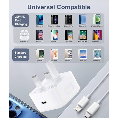Apple  20W Type-C To Lightning Fast Power Adapter And Cable, -White