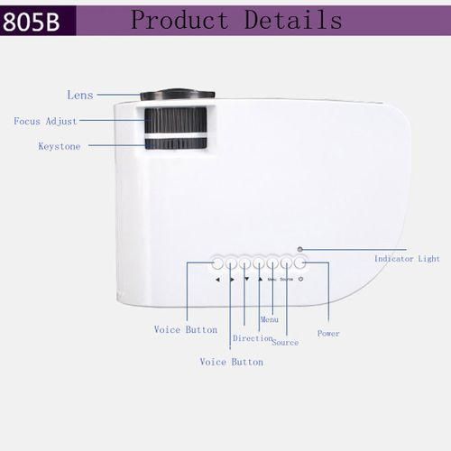 RD805B 960640 1200 Lumens Portable Mini LED Projector Home Theater With Remote ControllerWhite