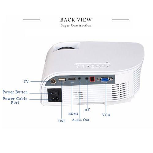 RD805B 960640 1200 Lumens Portable Mini LED Projector Home Theater With Remote ControllerWhite
