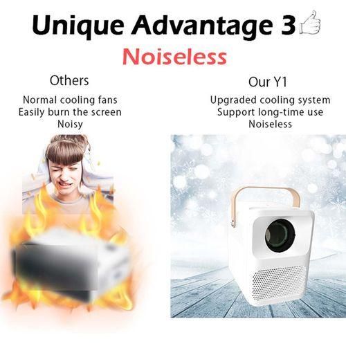 Y1 1920x1080P 100 ANSI Lumens Portable Home Theater LED HD Digital Projector With Battery, Android 6.0, 1G16G, EU Plug White