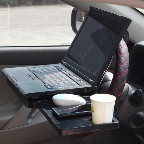 Steering Wheel Auto Drinks Holder Universal Foldable Car Table Lap Desk Computer Rack Shelf With Drawer Hook